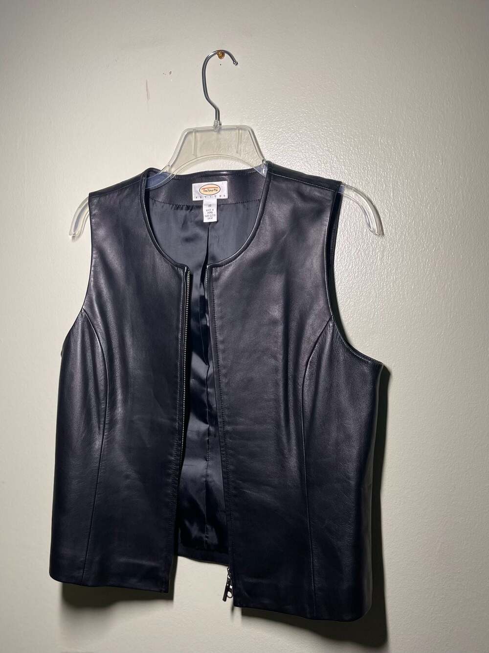 Talbots Petites Black Leather Zip-Front Jacket
